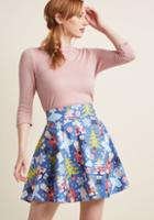Modcloth Playful Feeling Skater Skirt In Snowy Ballet In L