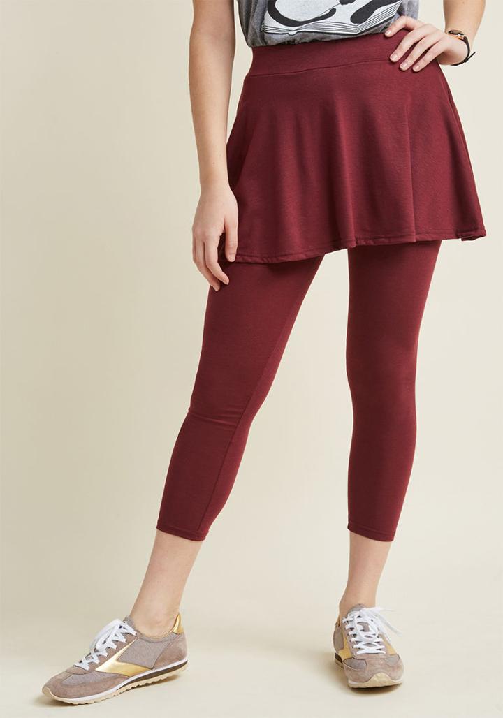 Modcloth Skirt With The Idea Leggings In Burgundy In 2x