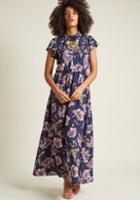 Modcloth Short Sleeve Maxi Dress With Collar In S