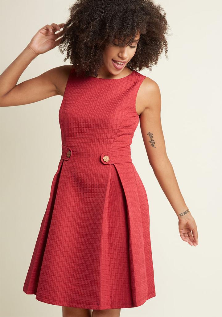 Modcloth So Sixties A-line Dress In Scarlet In 2x