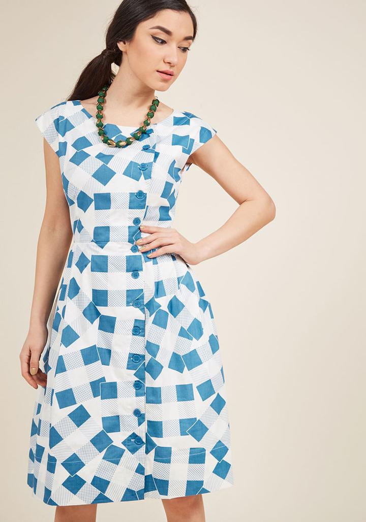Emilyandfin Emily And Fin Fasten-ated By You Midi Dress In Patchwork Plaid In Xxl