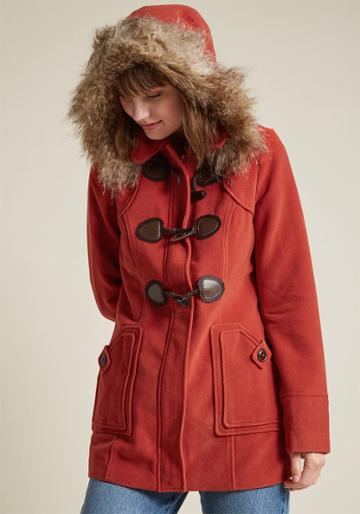 Modcloth Harvest Fest Coat In Vermillion In 3x