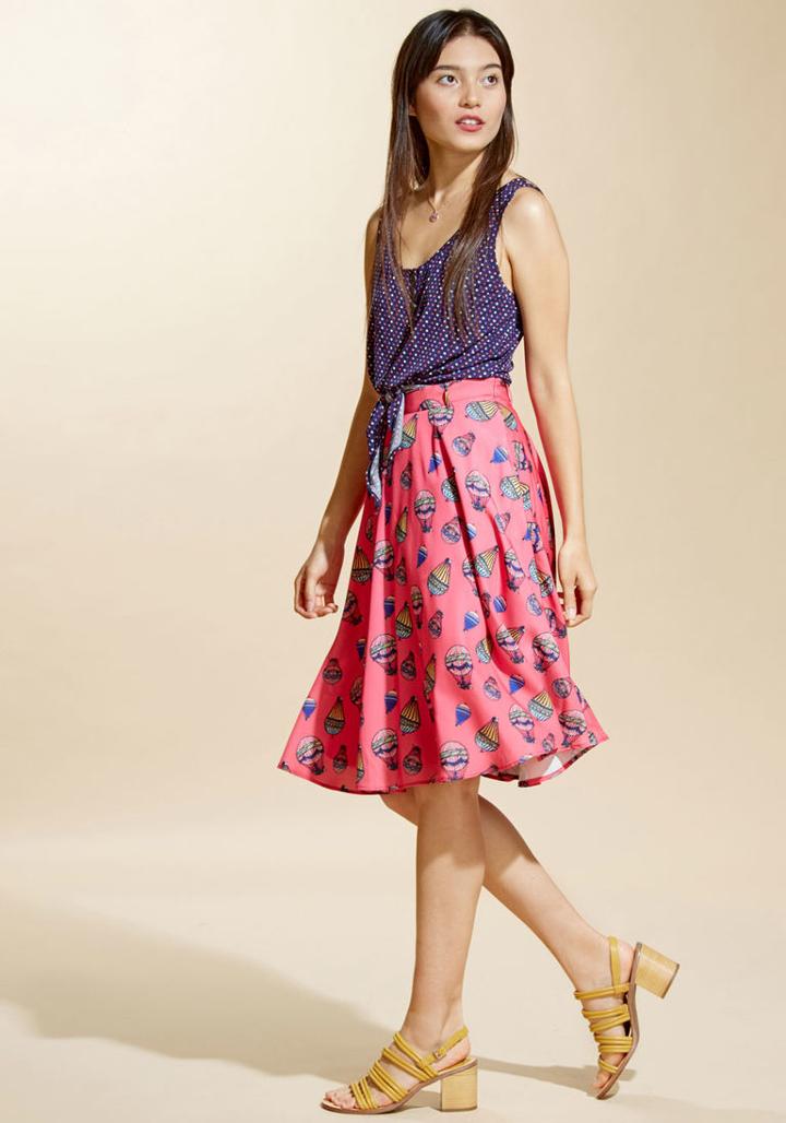 Modcloth Just This Sway Midi Skirt In Float In Xs