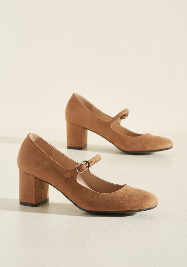 Modcloth Dance Floor Doubles Block Heel In Fawn