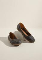 Modcloth The Woven One Leather Flat In Slate Blue In 6