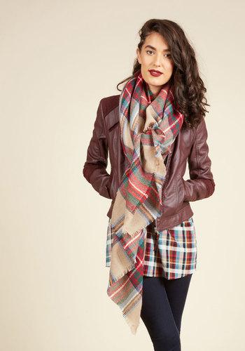 Modclothinc Loch And Key Scarf In Taupe Plaid