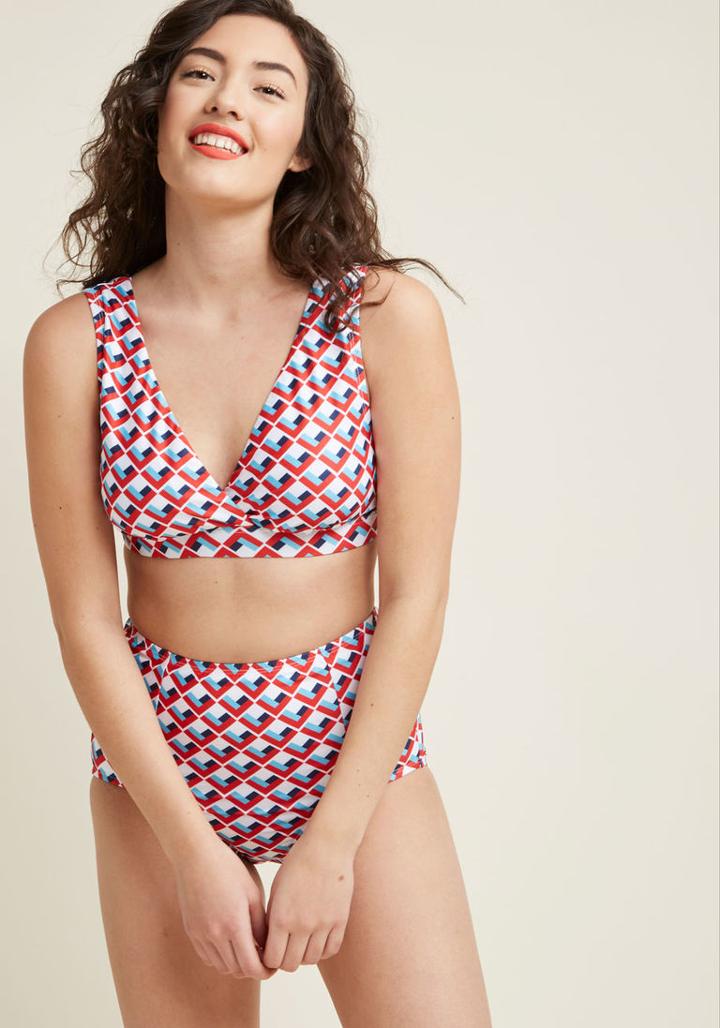 Highdivebymodcloth Sunrise Swim Swimsuit Top In Geo In S