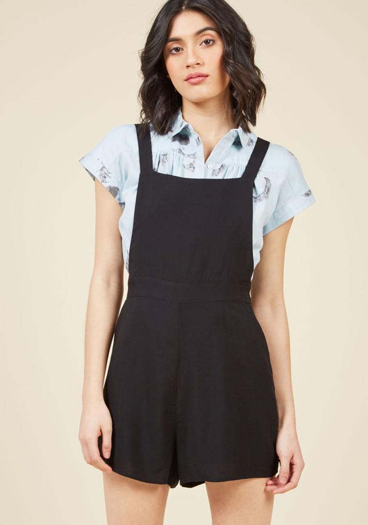  Excite All Day Romper In Black In L