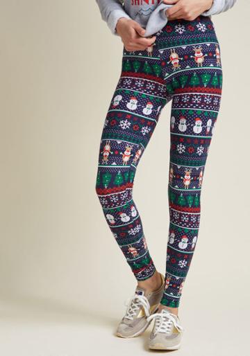 Modcloth Swell On A Holiday Leggings In Snowmen In 3x
