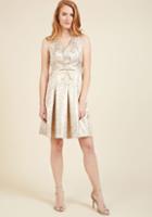 Modcloth Flaunt Flawlessly A-line Dress In Gold In Xs