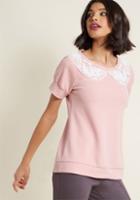 Modcloth Sweet And Greet Short Sleeve Top In Rose In Xl