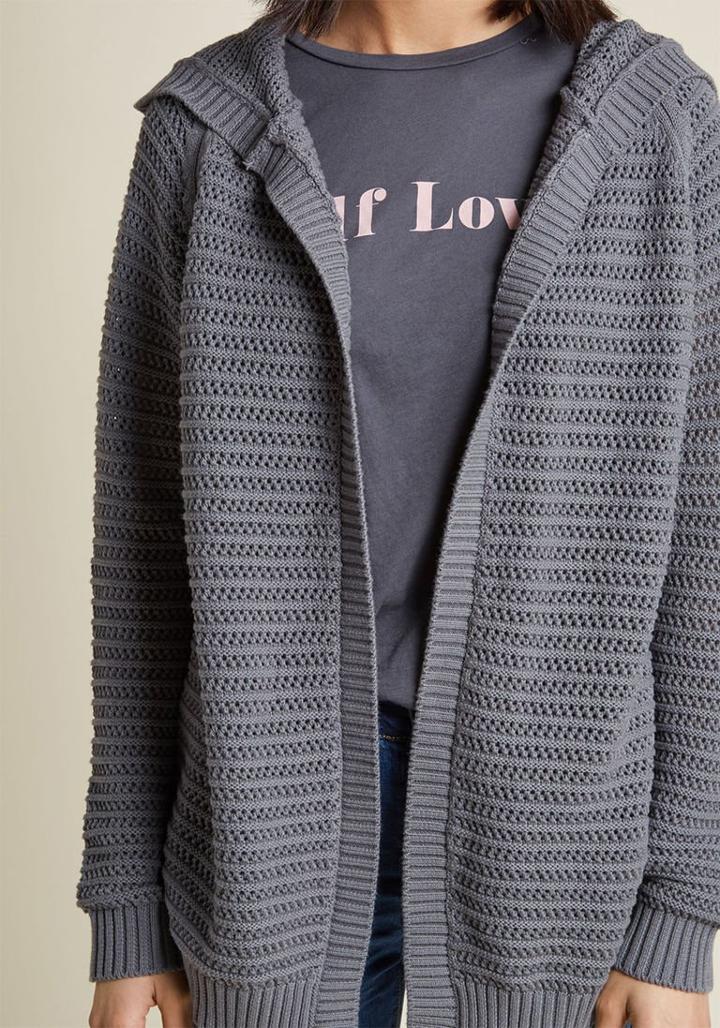 Modcloth Pause For The Cozy Open Knit Cardigan In 4x