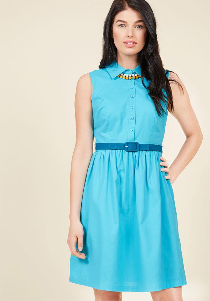 Modcloth Fits The Function Shirt Dress In Aqua In L