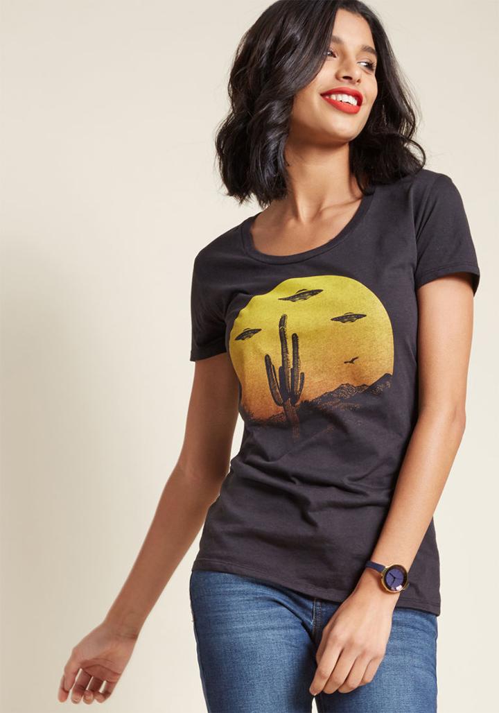 Modcloth Saucer You Can't Refuse Graphic Tee In 3x