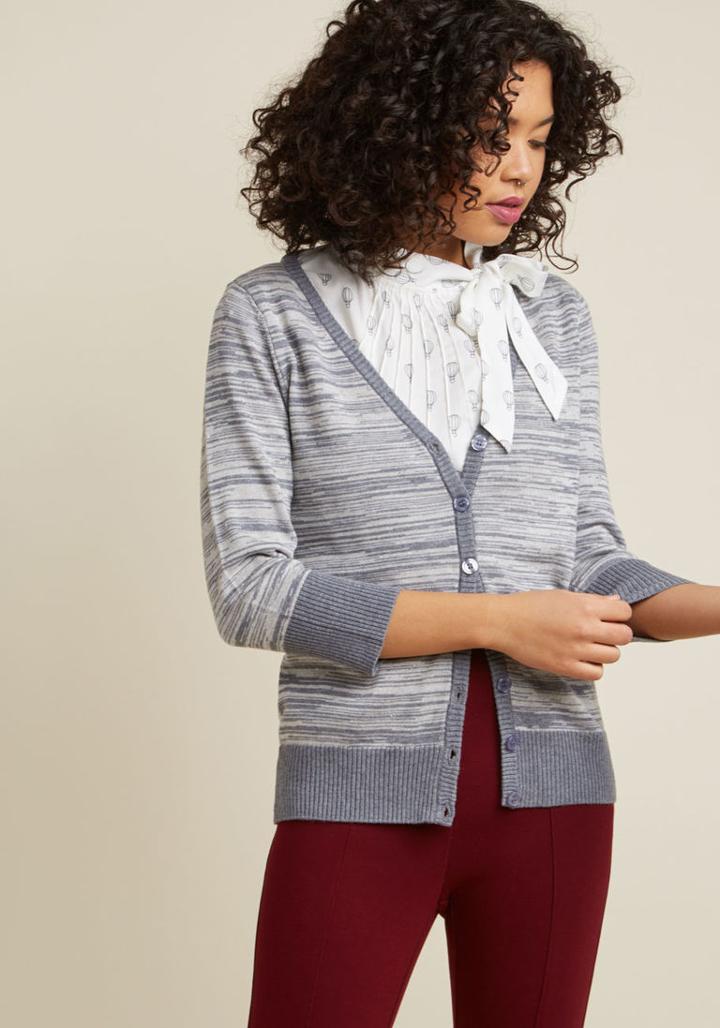 Modcloth Charter School Cardigan In Marled Grey In 3x