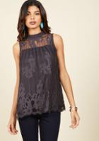 Modcloth Come To Your Incenses Sleeveless Top In Charcoal