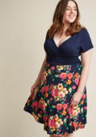 Modcloth Botanical Breakfast Floral Dress In Navy Blossoms In 3x