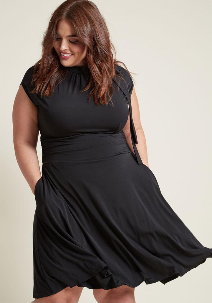 Modcloth Dance Floor Date A-line Dress In Black In S
