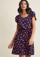 Modcloth Oh My Gosh A-line Dress In Navy Dinos In 2x