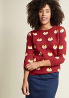 Modcloth Fox Faces Pullover Sweater In Xs