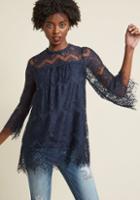 Modcloth Lithe I Was Saying Lace Top In Navy