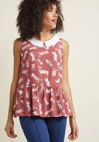 Modcloth Sleeveless Peplum Top With Peter Pan Collar In Fashion Hounds In 2x