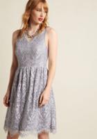 Modcloth V-neck Lace Fit And Flare Dress In Smoke In S