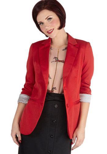 Modcloth Show Your Skills Blazer In Red