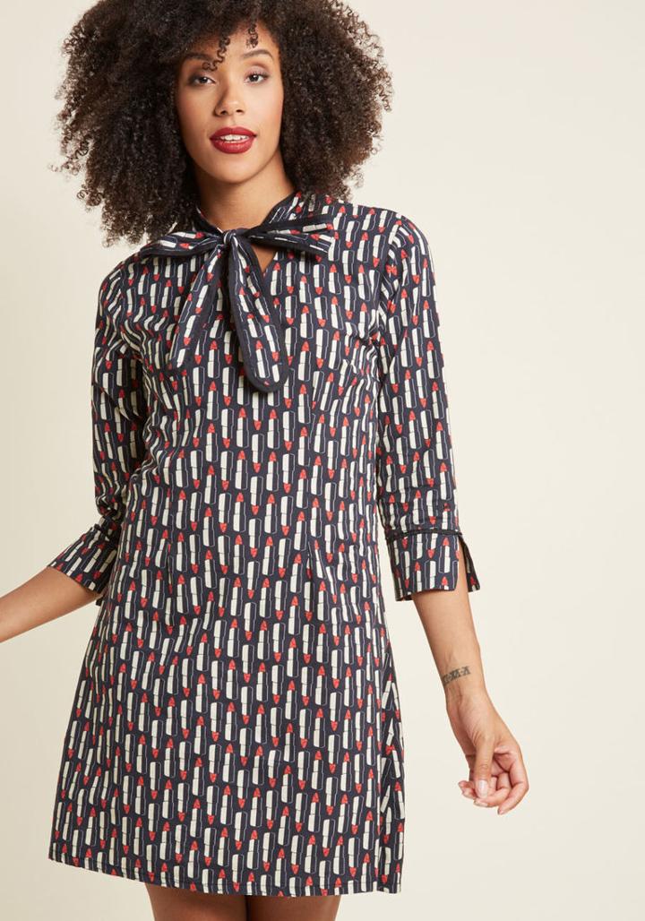 Modcloth Pucker Up! Cotton Shift Dress In Xxl