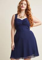 Modcloth Sleeveless Chiffon Cocktail Dress In Navy In L