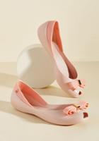  Bow Out Of Your Way Peep Toe Flat In Pink In 7
