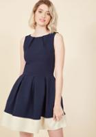 Modcloth Luck Be A Lady A-line Dress In Navy Contrast In 12 (uk)