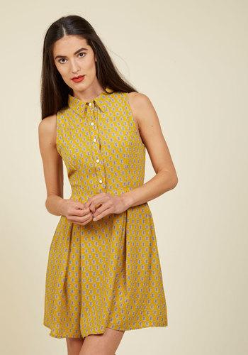  Atlanta Adventure A-line Dress In Goldenrod Tile In L
