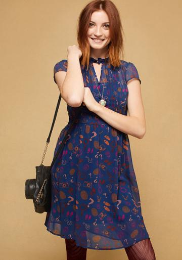 Modcloth Oh Say Can Museum A-line Dress In Detective In 3x