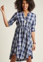 Modcloth Flannel Shirt Dress With High-low Hem In M
