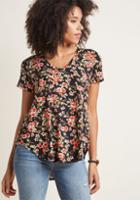 Modcloth Packing Preserves Knit Top In Black Blooms In 4x