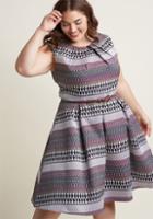 Modcloth Jacquard A-line Dress With Belt In 1x