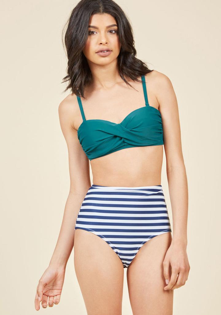  Mix And Match Moxie Twisted Swimsuit Top In Teal In L