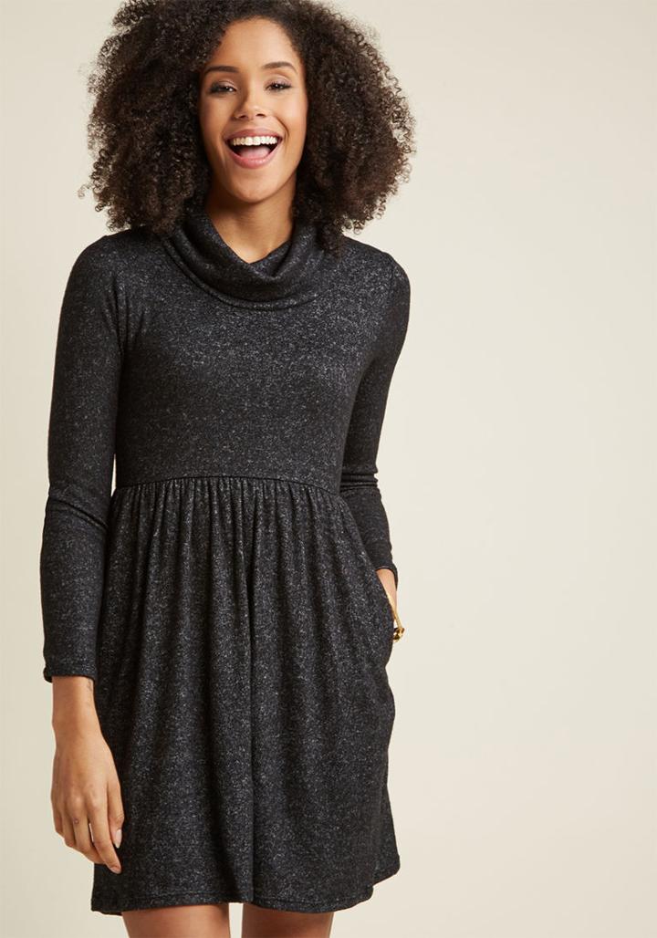Modcloth Honoring Hygge Dress In Noir In 3x