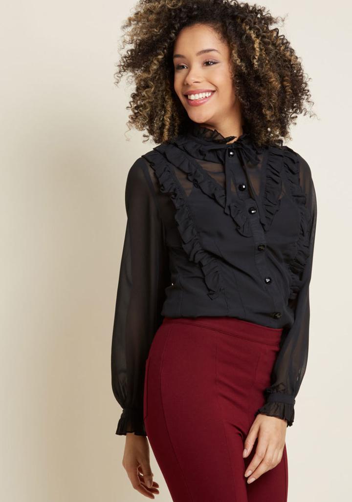 Hellbunny Sheer And Now Button-up Top In 4x