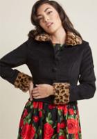 Collectif Collectif Retro Cropped Jacket With Faux-fur Trim In 14 (uk)