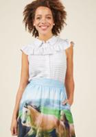 Modcloth Striped Ruffled Button-up Top In 4x