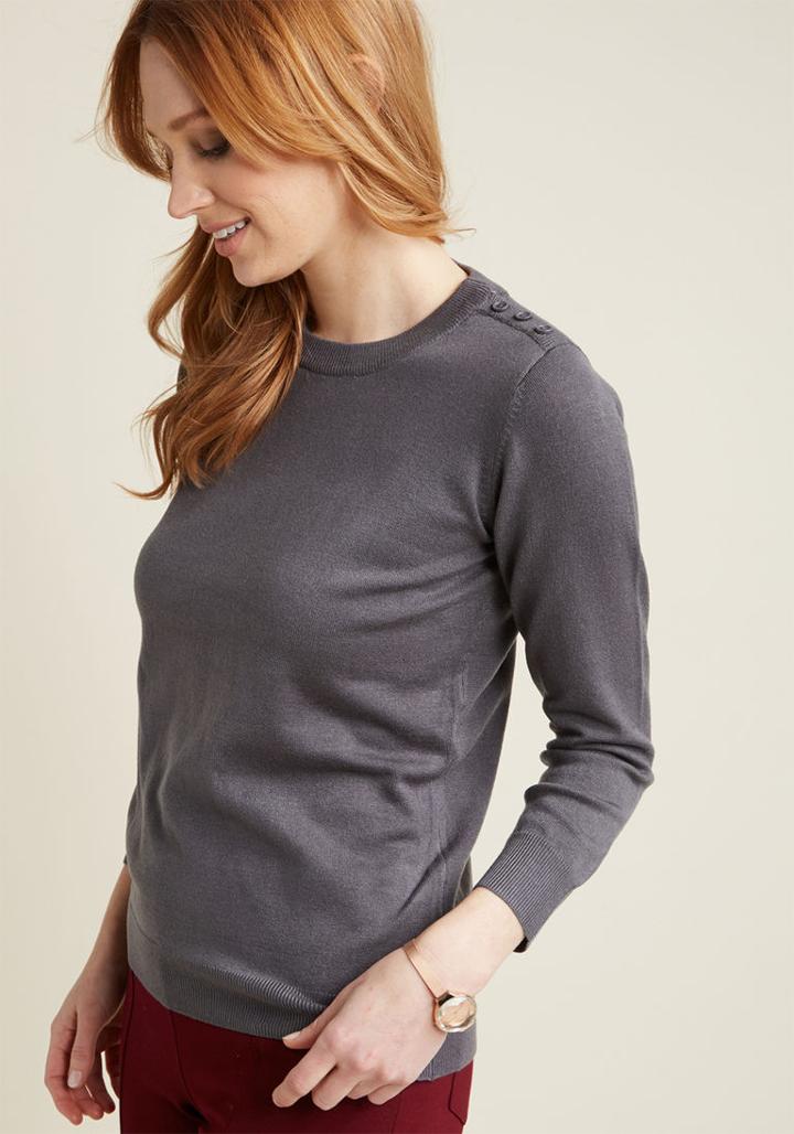 Modcloth Charter School Pullover Sweater In Slate In Xs