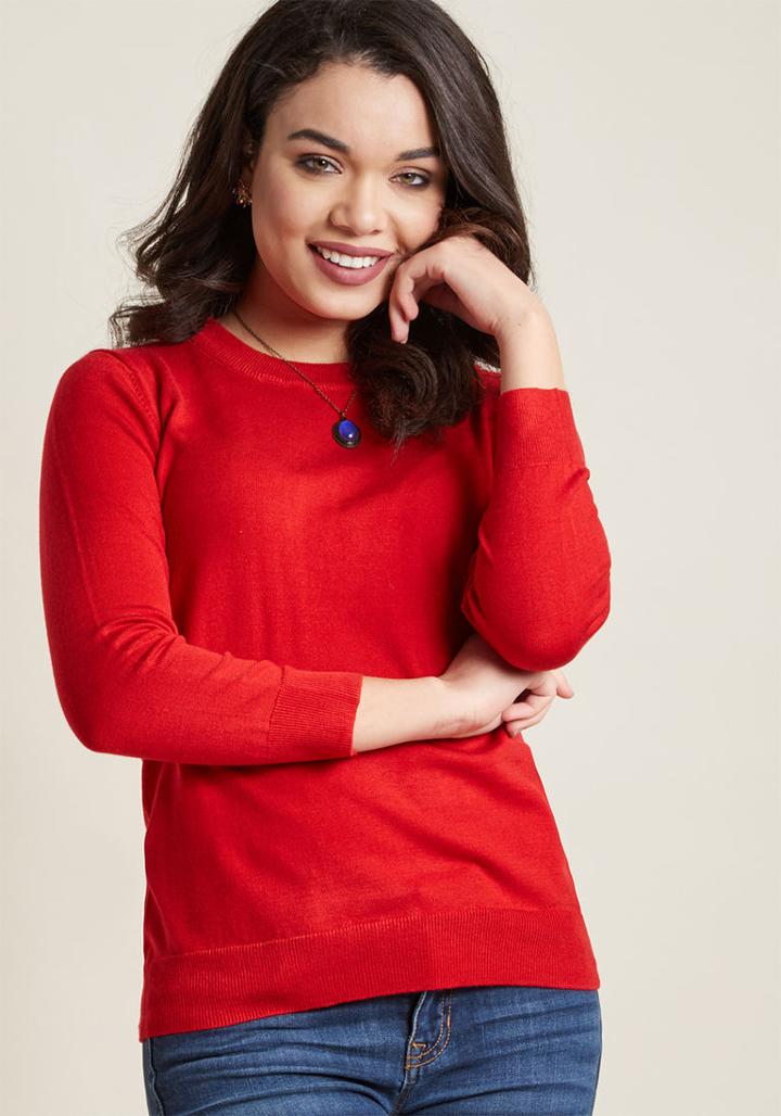 Modcloth Charter School Pullover Sweater In Red In Xl