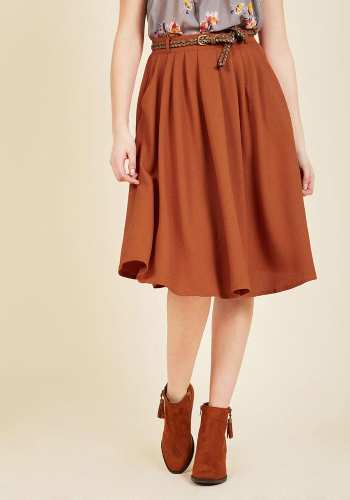 Modcloth Breathtaking Tiger Lilies Midi Skirt In Orange