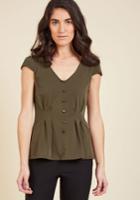  Authentically Alluring Top Button-up Top In Olive In 4x