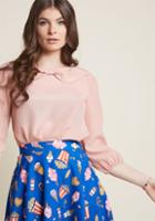 Modcloth Chiffon Blouse With Bow-detailed Collar In Pink In 2x