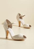  The Sole Works Peep Toe Heel In Ivory Lace In 37