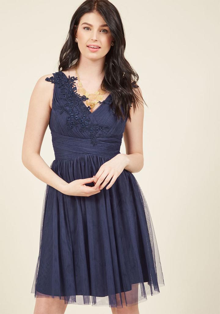 Modcloth Adrift On Elegance A-line Dress In Navy In M