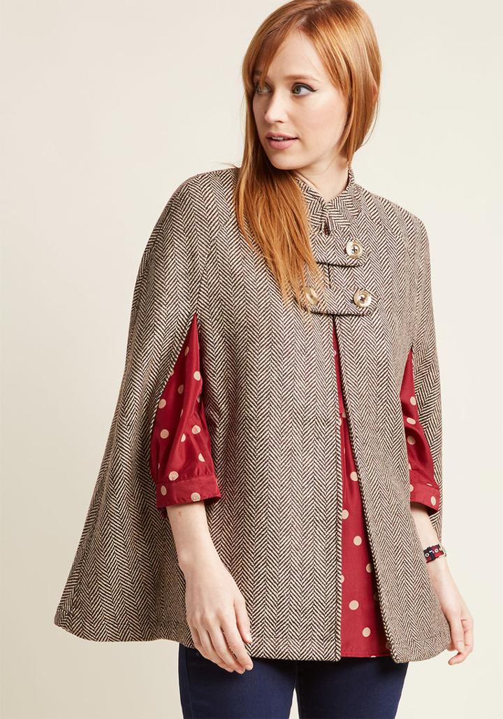 Modcloth Pardon My French Quarter Cape In Herringbone